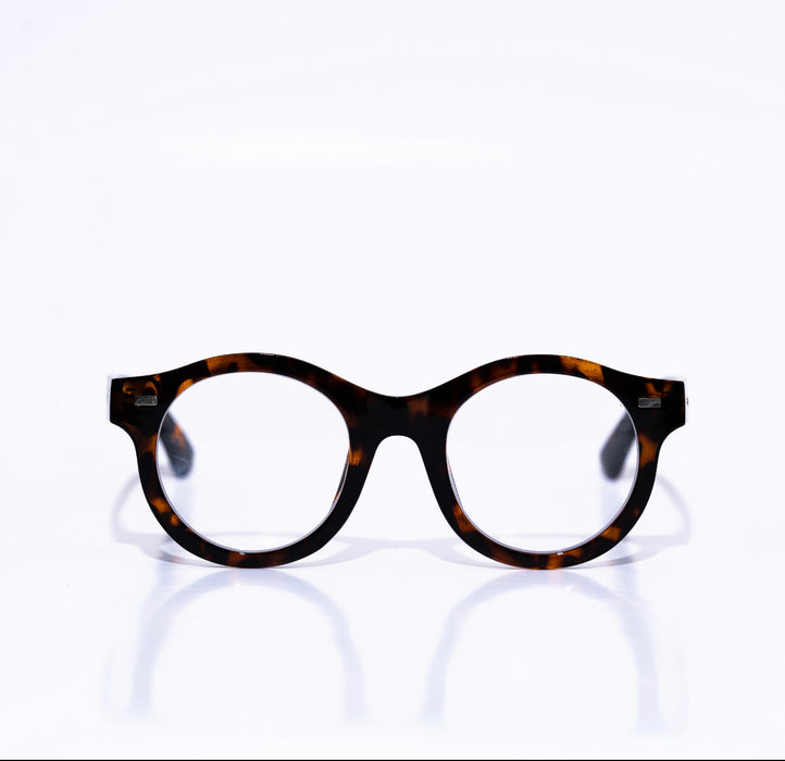 Esquire round clear tortoise shell eyeglasses