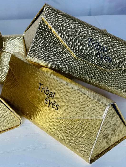 Eyewear Gold Embossed Leather Case