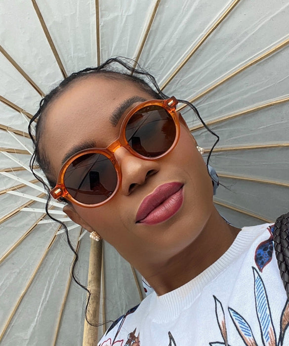 Topaz orange round sunglasses