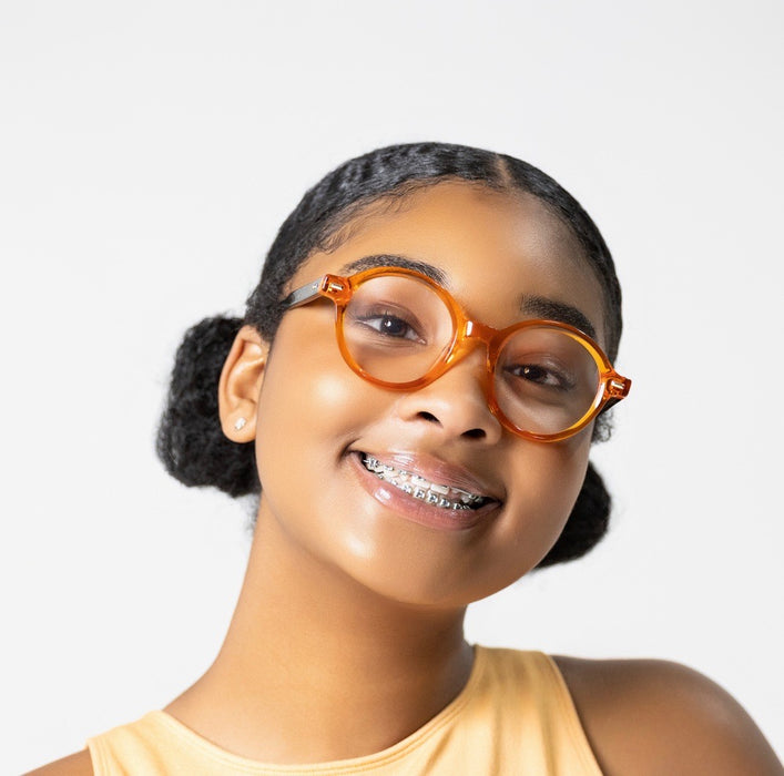 Topaz orange round eyeglasses