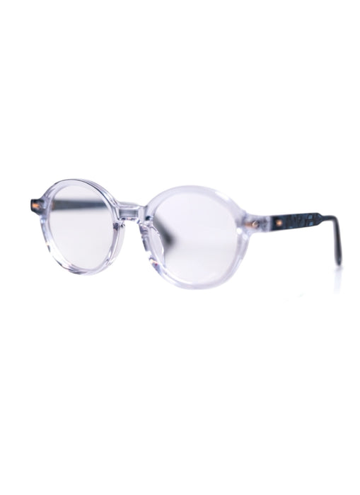 Blue turquoise clear face round eyeglasses