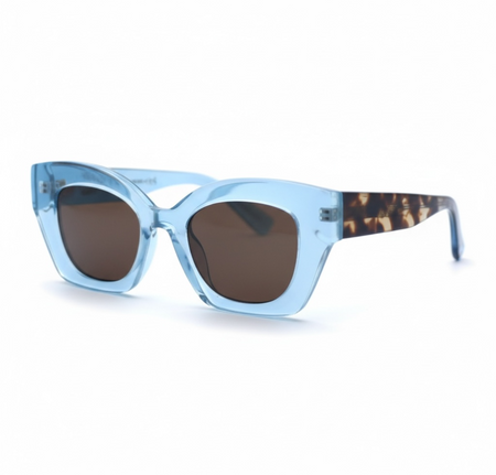 Ocean blue and tortoise-shell acetate cat eye sunglasses for wide nose bridge low nose bridge and high cheek bones