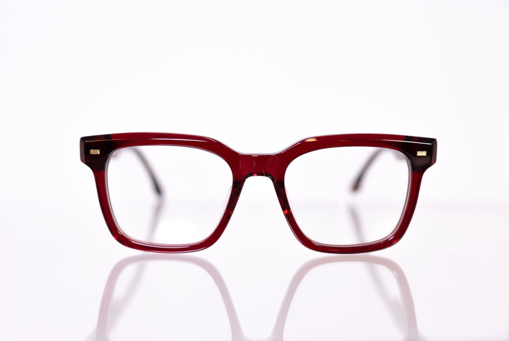 Red garnet square eyeglasses
