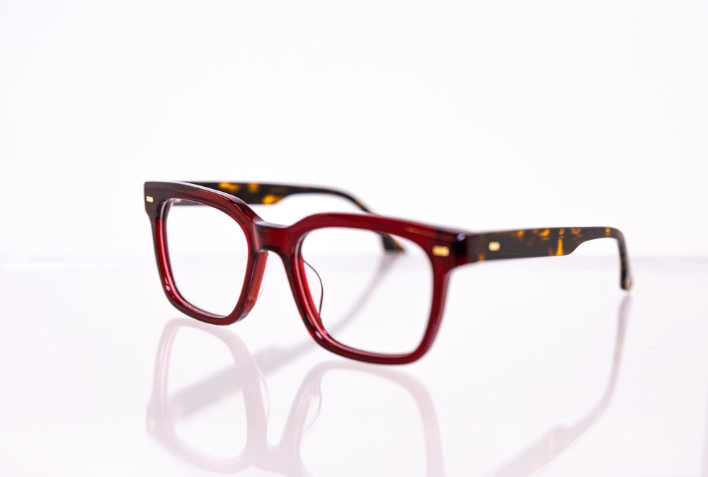 Red garnet square eyeglasses