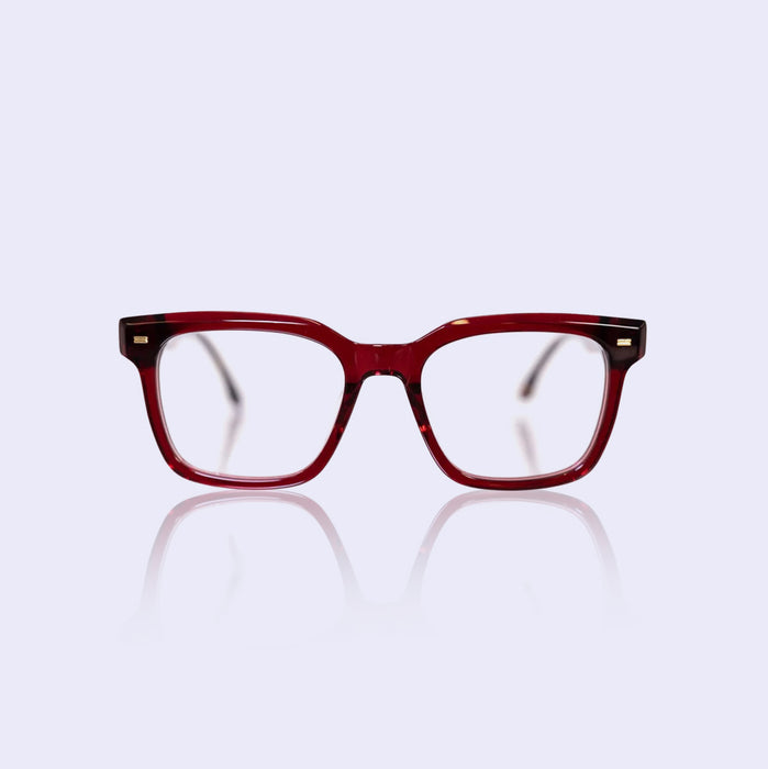 Red garnet square eyeglasses